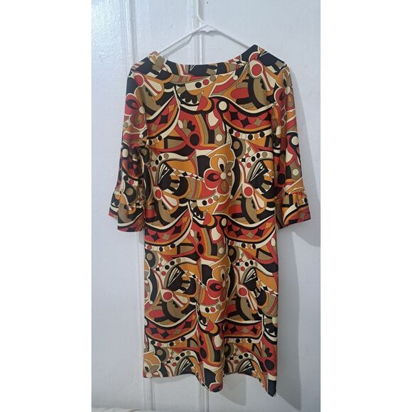 Jude Connally Womens Xl EARTH TONE Fall shift dress Tan Red geometric - Picture 3 of 6